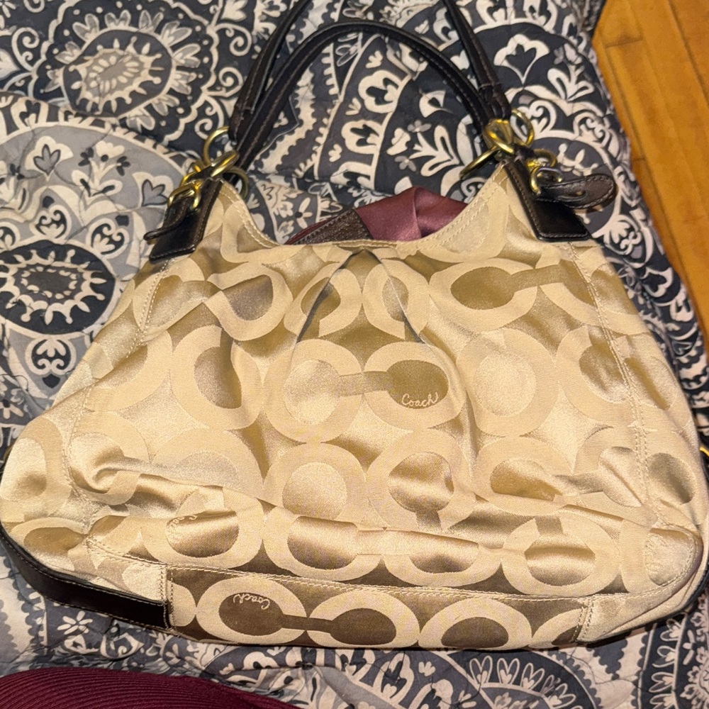 Coach Tan Shoulder Bag with Brown Accents